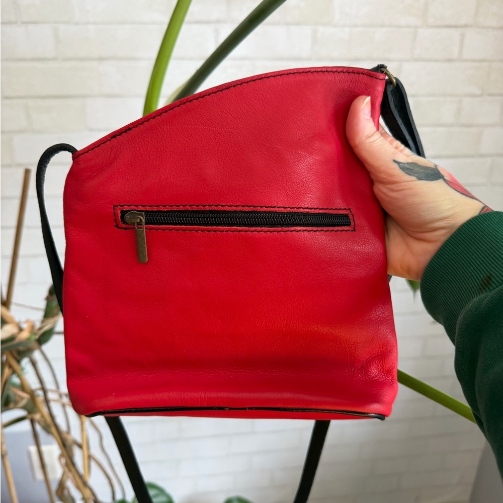 Zagara MADE IN ITALY Red Leather Crossbody Bag VINTAGE